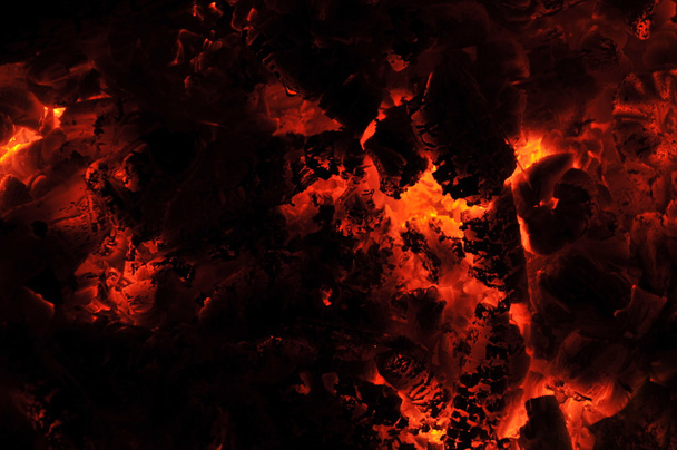 Glowing red hot embers - fire background texture - Photo, Image