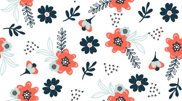 Seamless exotic pattern with plants. Vector tropical hand draw leaves  background  for paper, cover, fabric, interior decor. - Vektor, Bild