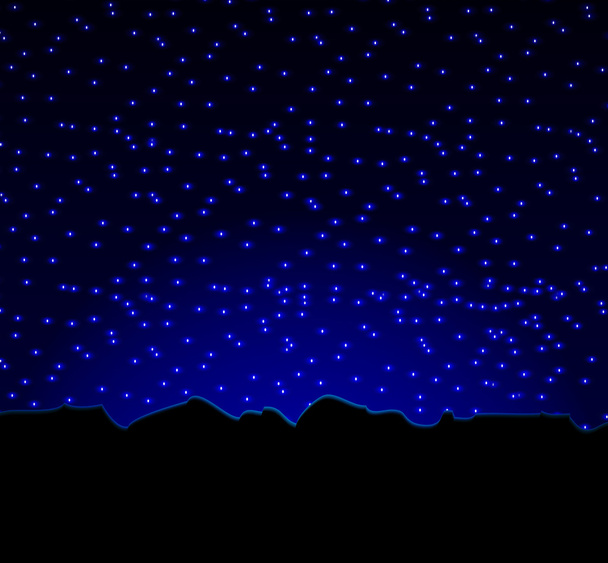 night star sky and mountains - Vector, imagen
