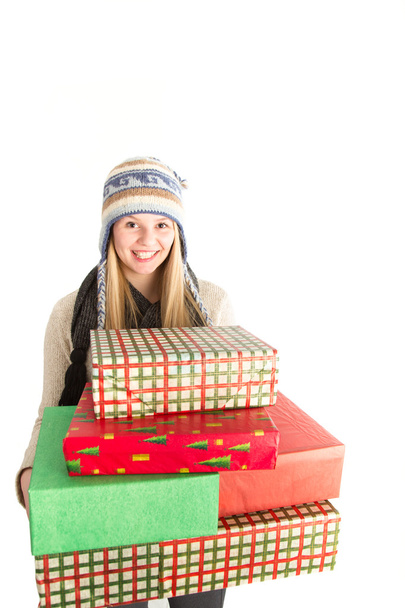 Girl with gifts - Foto, afbeelding