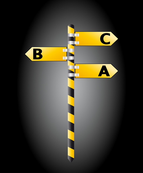 Illustration of road sign with three directions way - Vektör, Görsel