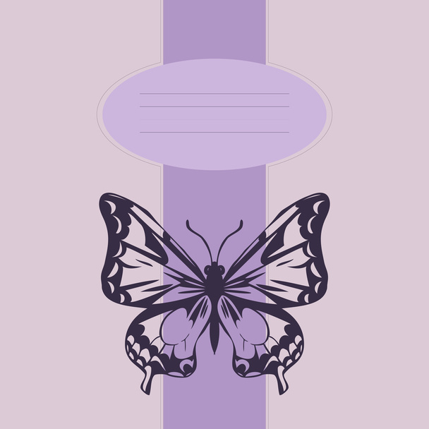 Card with retro butterfly - Vector, afbeelding