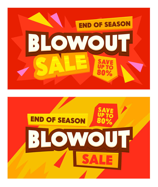 Nastavit reklamní bannery s Blowout prodej Typografie. Abstraktní pozadí, šablona pro propagaci sociálních médií - Vektor, obrázek