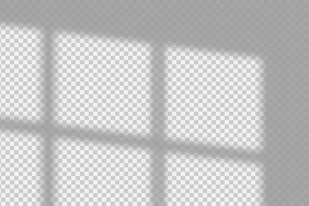 Efekt stínového překrytí. Průhledný stín z okna a jalouse. Realistický efekt měkkého světla stínů a přirozeného blesku na průhledném pozadí. Vektor. - Vektor, obrázek