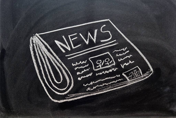 A newspaper drawn with a chalk on the blackboard - Foto, Imagem