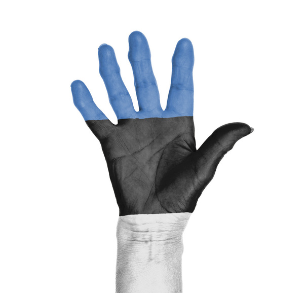Palme d'une main de femme, peinte avec drapeau
 - Photo, image