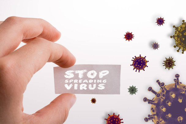 Corona-Virus-Risiko-Alarm Poter. Globale Ausbreitung des Coronavirus stoppen - Foto, Bild