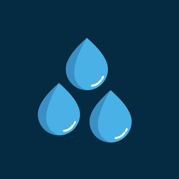 Water droplet patterns illustration vector on blue background. Droplet with shadow. - Vector, Image