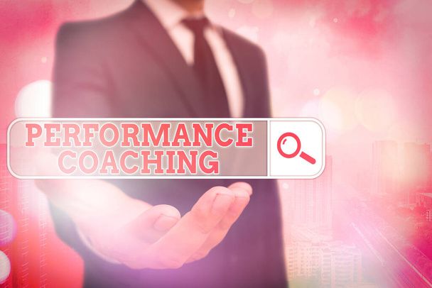 Conceptual hand writing showing Performance Coaching. Business photo text Facilitate the Development Point out the Good and Bad. - Photo, Image