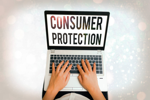 Γραπτό σημείωμα που δείχνει την προστασία των καταναλωτών. Επιχειρηματική φωτογραφία που δείχνει Δίκαιο Εμπόριο Νόμοι για να εξασφαλίσει την προστασία των καταναλωτών. - Φωτογραφία, εικόνα