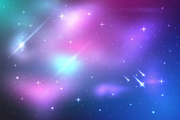 galaxy background with falling star,  space galaxy illustration - 写真・画像