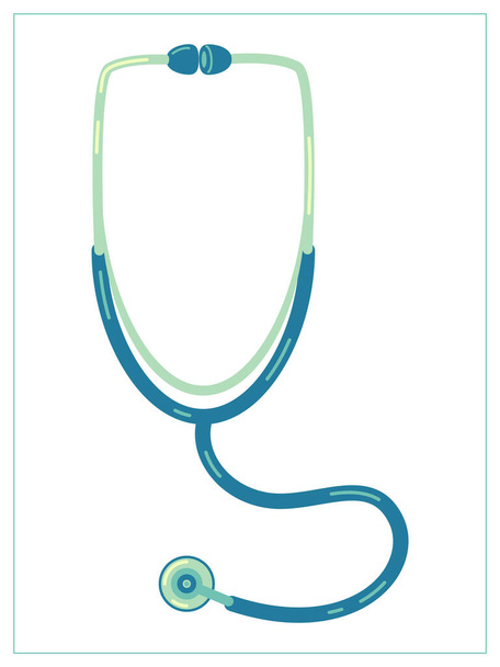 Vektorin tasainen kuva lääketieteellisellä stetoskoopilla tai fonendoskoopilla. Tyylikäs piirustus logo suunnittelu, koristelu vaatteita, 2D-pelejä tai postikortteja. Yksittäisen varaston kuva valkoisella pohjalla
 - Vektori, kuva