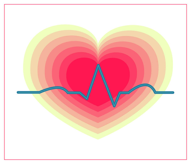 Verenpaineen kuvake. Sydämen hurraava kardiogrammi, hyvä terveyslogo. Terve pulssi tasainen symboli, lääketieteellinen pulsometri, syke, etiketti sairaalan laitteet. Eristetty valkoisella
 - Vektori, kuva