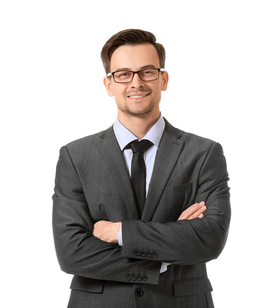 Portrait of handsome businessman on white background - Fotó, kép