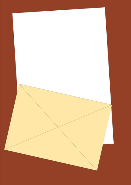 Post envelop en een wit vel papier voor het schrijven van een brief. Model voor tekst. Plaats voor tekst. Vectorbeeld. Achtergrondbeeld. Postdienst. Een affiche. Reclame op het reclamebord. - Vector, afbeelding