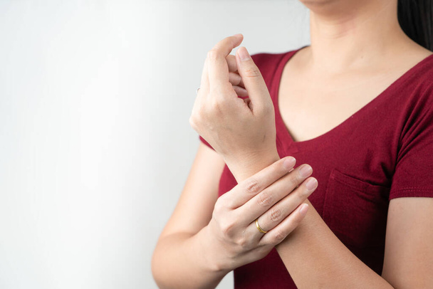 wrist arm pain, office syndrome of young woman, healthcare and medicine concept - Photo, Image