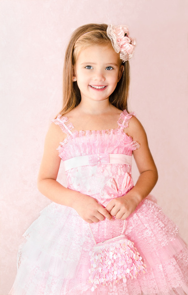 Portrait of adorable smiling little girl in princess dress - Foto, afbeelding