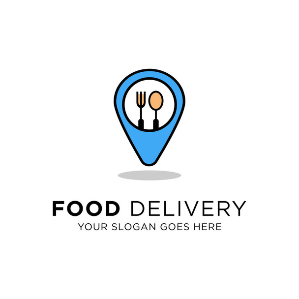 Современный дизайн логотипа доставки продуктов питания, векторная иллюстрация покупок онлайн
 - Вектор,изображение