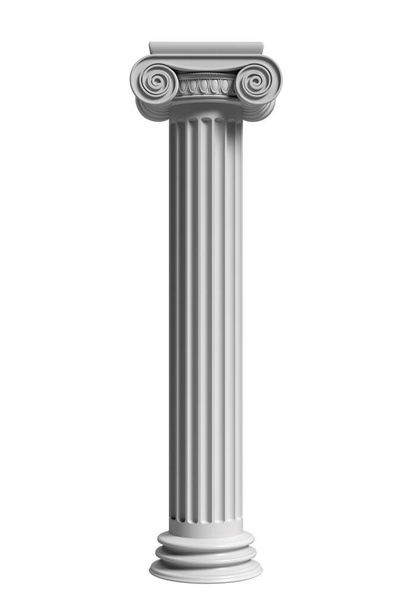Pillér oszlop ókori görög kő márvány, ionos stílusú talapzat, elszigetelt ellen fehér színű háttér, függőleges. 3d illusztráció - Fotó, kép