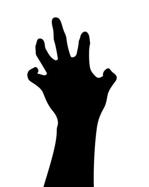Zwarte Hand Silhouet, Hand Gesture Reiken omhoog of wakker uit het graf, vectorillustratie - Vector, afbeelding