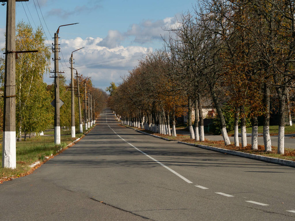 Головна дорога міста в Чорнобилі, Зона відчуження. Україна. - Фото, зображення