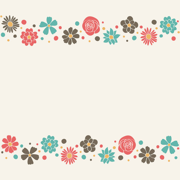 Design of an empty card with cute flowers. Mothers Day, Womens Day and Valentines Day background. Vector  - Вектор,изображение