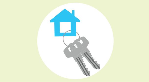 Hausschlüssel isoliert Vektor Schlüsselsymbol Schlüsselanhänger flache Abbildung   - Vektor, Bild