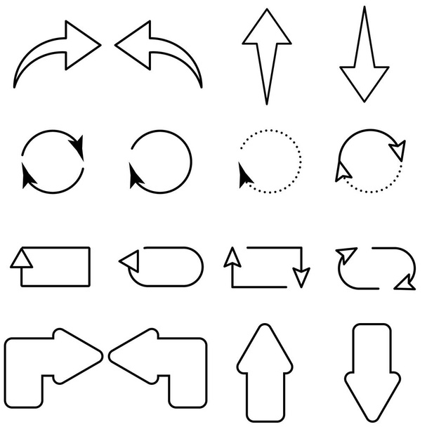 Set di icone a freccia piatta e sottile, illustrazione vettoriale
 - Vettoriali, immagini