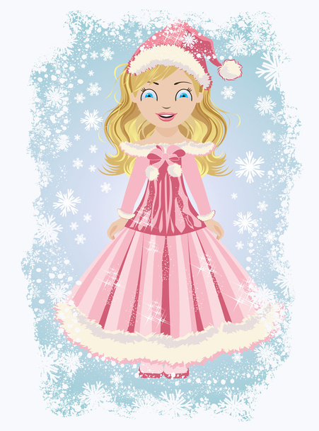 Cute little Santa girl, vector illustration - Вектор, зображення