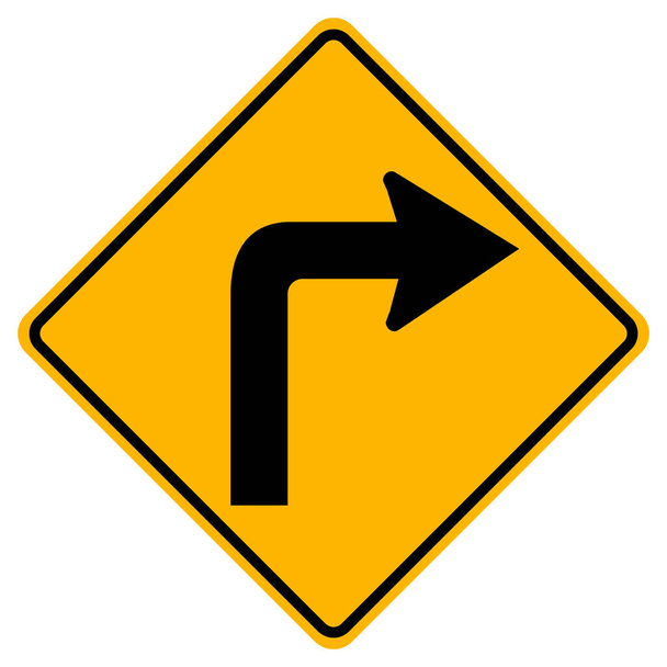 Предупреждающие знаки Острая кривая вправо на белом фоне
  - Вектор,изображение
