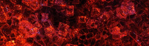 top view of abstract dark red glass textured background, panoramic orientation - Photo, image
