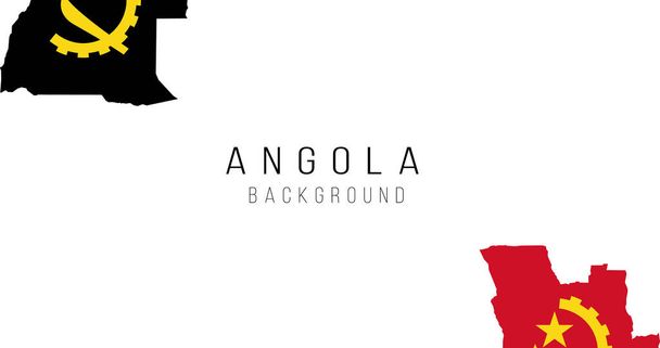Mapa de la bandera de Angola fondo. La bandera del país en forma de fronteras. Stock ilustración vectorial aislado sobre fondo blanco
. - Vector, Imagen