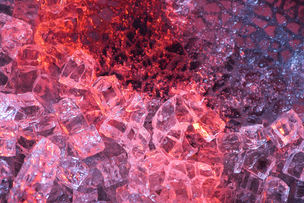 top view of abstract red and purple ice textured background - Фото, изображение