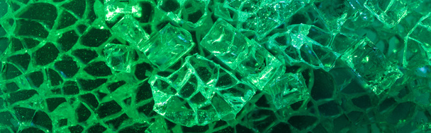 widok z góry abstrakcyjny zielony lód teksturowane tło, zdjęcie panoramiczne - Zdjęcie, obraz