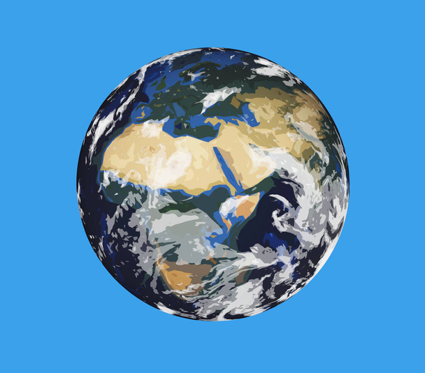 Abstract stylized planet Earth on a blue background. 3d illustration - Fotó, kép