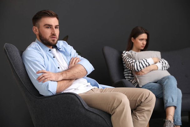 Unhappy couple with problems in relationship at home - Valokuva, kuva