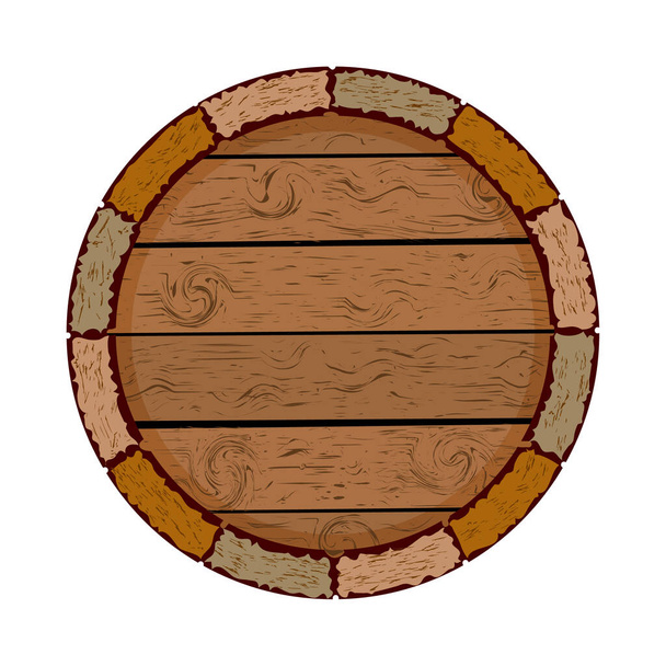 Dřevěný sud izolovaný na bílém pozadí. Ikona nádrže. Prázdná kruhová tabule. Dřevěný sud s kopírovacím prostorem pro symboly, obaly, štítky nebo ikony. Dřevěné sudy na skladování alkoholických nápojů. Skladový vektorový obrázek - Vektor, obrázek