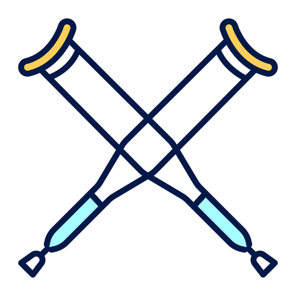 Axillary crutch line color icon. Medical tool for people with disabilities and help after injury. - Vector, Image