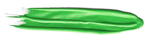 Πράσινο πινέλο χαϊδεύοντας πάνω από απομονωμένο φόντο, υφή καραβόπανου ακουαρέλα - Φωτογραφία, εικόνα