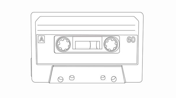 Vector Isolated Lines Illustration of a Cassette - Vector, Image