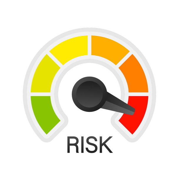 Icono de riesgo en el velocímetro. Medidor de alto riesgo. Ilustración de stock vectorial - Vector, Imagen