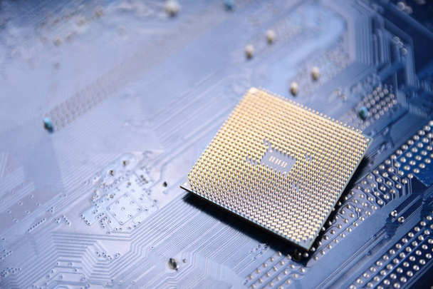 Circuit. Contexte technologique. Processeurs informatiques centraux concept CPU. Une carte mère puce numérique.AI.Fermer - Photo, image