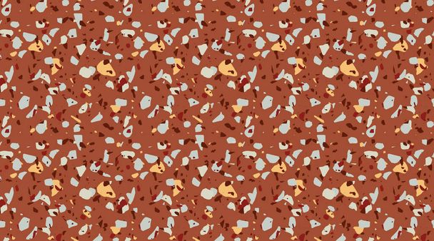 Brown earthy colour terrazzo pattern. Beautiful tile, flooring home decor seamless texture. Modern stone surface fashion pattern. Stone, marble, concrete texture. - Vector, Image