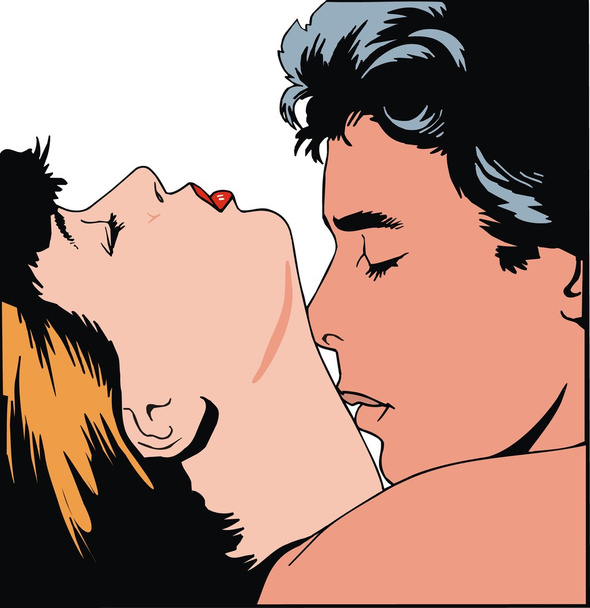 happy couple and their sweet kiss - Vector, Image