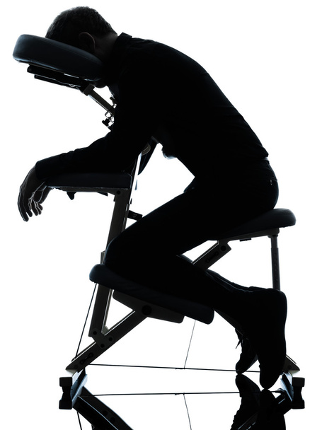 massage therapy with chair silhouette - Foto, Imagen