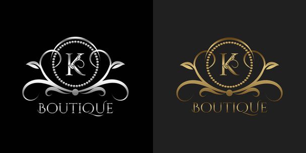 Luxury Logo Letter K Template Vector Circle for Restaurant, Royalty, Boutique, Cafe, Hotel, Heraldic, Jewelry, Fashion and other brand identity vector illustration - Vector, Image