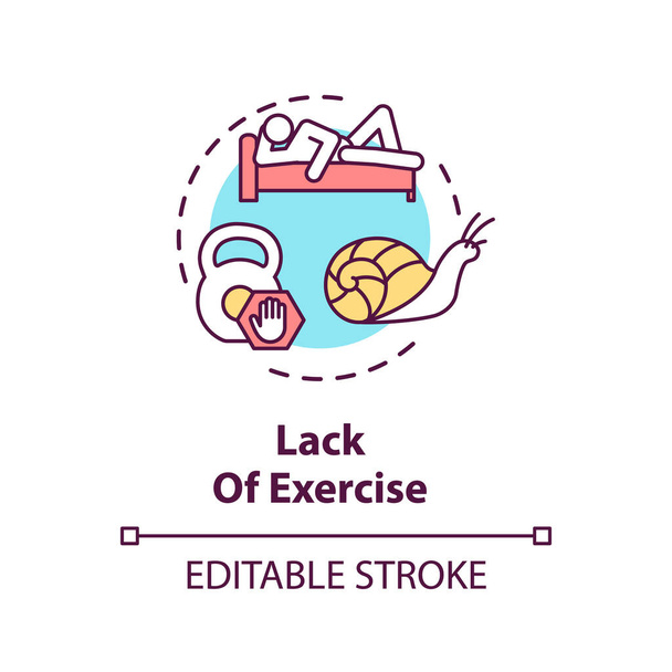 Lack of exercise concept icon. Unhealthy lifestyle, laziness idea thin line illustration. Cardiovascular system diseases problem, CVD cause. Vector isolated outline RGB color drawing. Editable stroke - Vector, Image