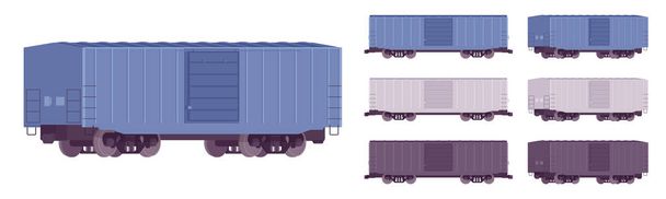 Treno di trasporto merci ferroviario, set di container di spedizione
 - Vettoriali, immagini