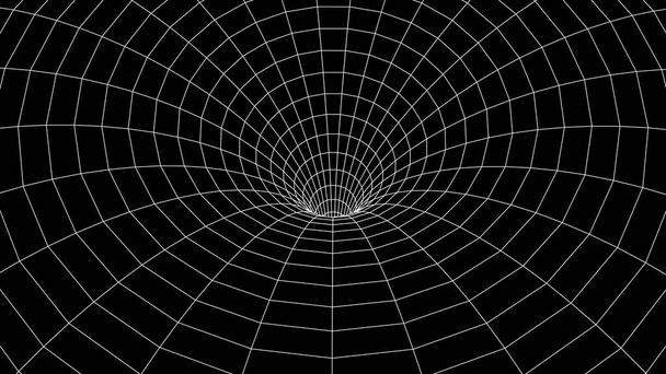 ベクトルトンネルかワームホールワイヤーフレーム3D表面トンネルグリッド. - ベクター画像