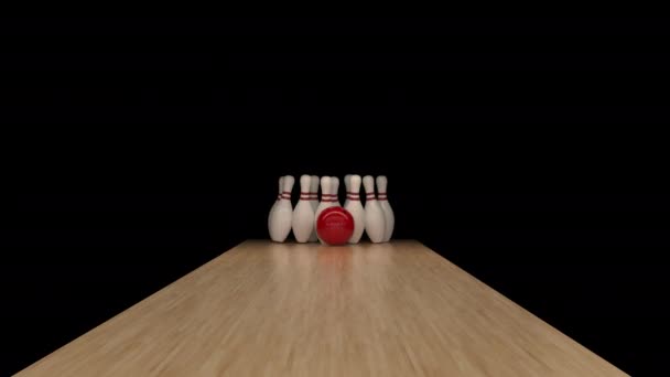 Bowling Strike lassított felvételen alfa csatornán - Felvétel, videó